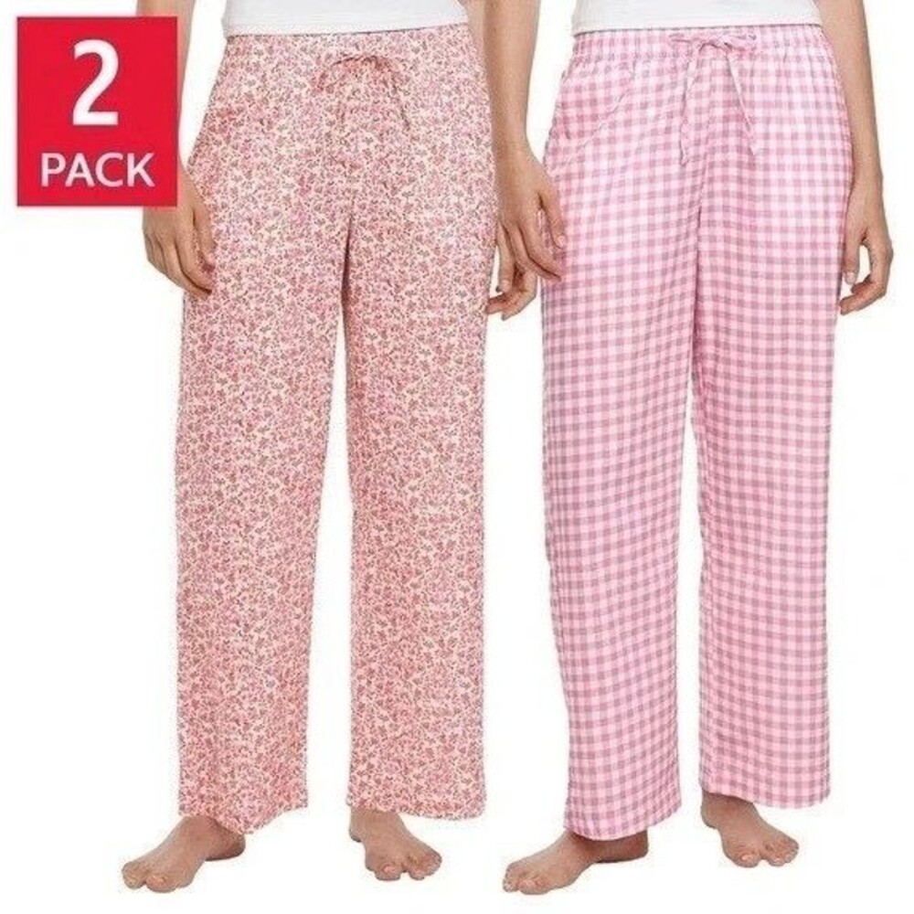 Gap 2 Pack Cotton Pajama Pants Pink Gingham Floral Women’s Small Sleep Lounge
